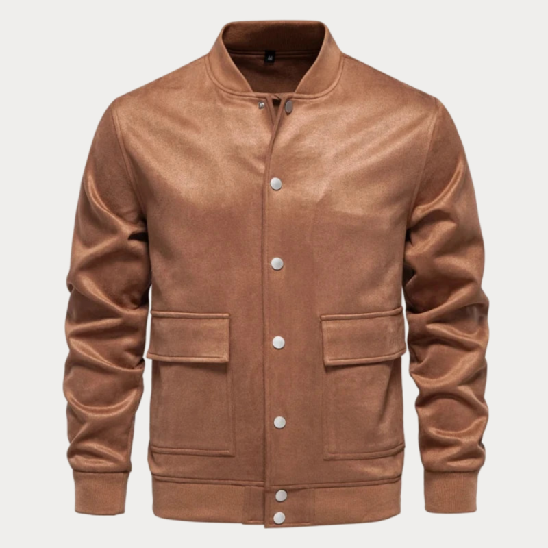 Men’s Bomber Jacket –  Regular Fit – Snap Button – Ribbed Trim