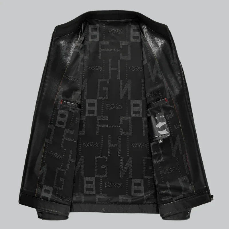 Men’s Leather Jacket – Slim Fit – Washed Sheepskin – Minimalist Zip-Up Design