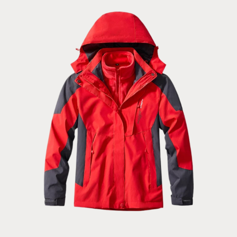 Men’s Outdoor Jacket – Water-Resistant – Detachable Hood – Zip Pockets – Standard Fit