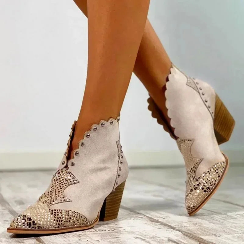 Women's Leather Lace-Up Cowboy Boots