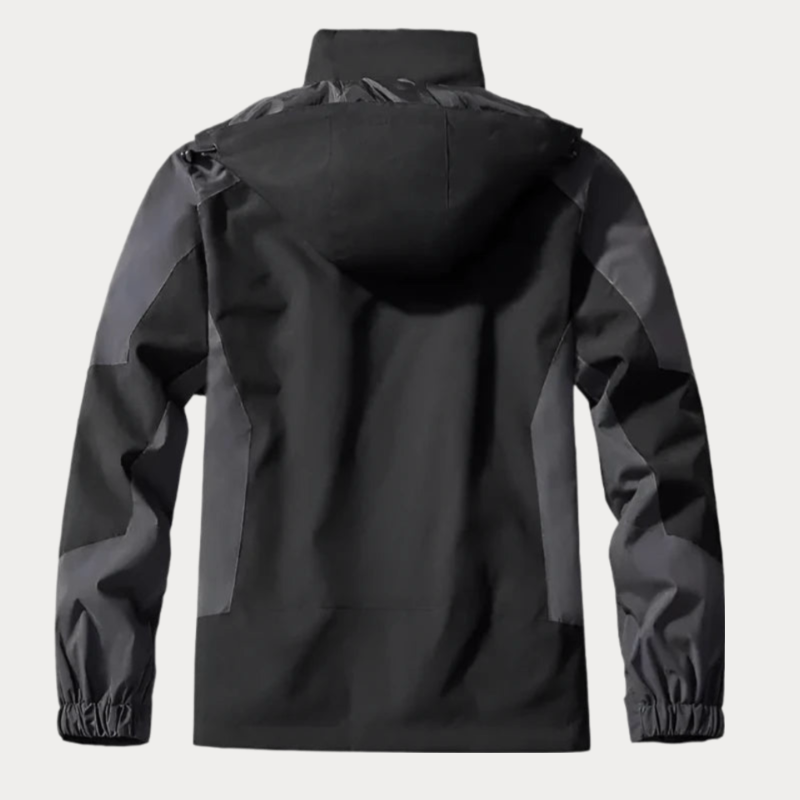 Men’s Outdoor Jacket – Water-Resistant – Detachable Hood – Zip Pockets – Standard Fit