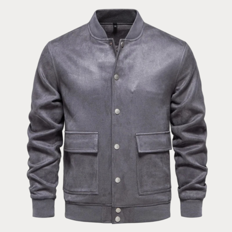 Men’s Bomber Jacket –  Regular Fit – Snap Button – Ribbed Trim