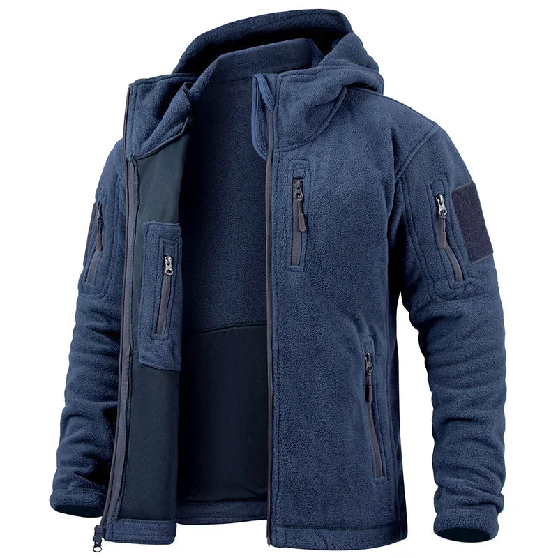 Men’s Tactical Fleece Jacket – Regular Fit – Full Zip – Hooded – Multi-Pocket Design