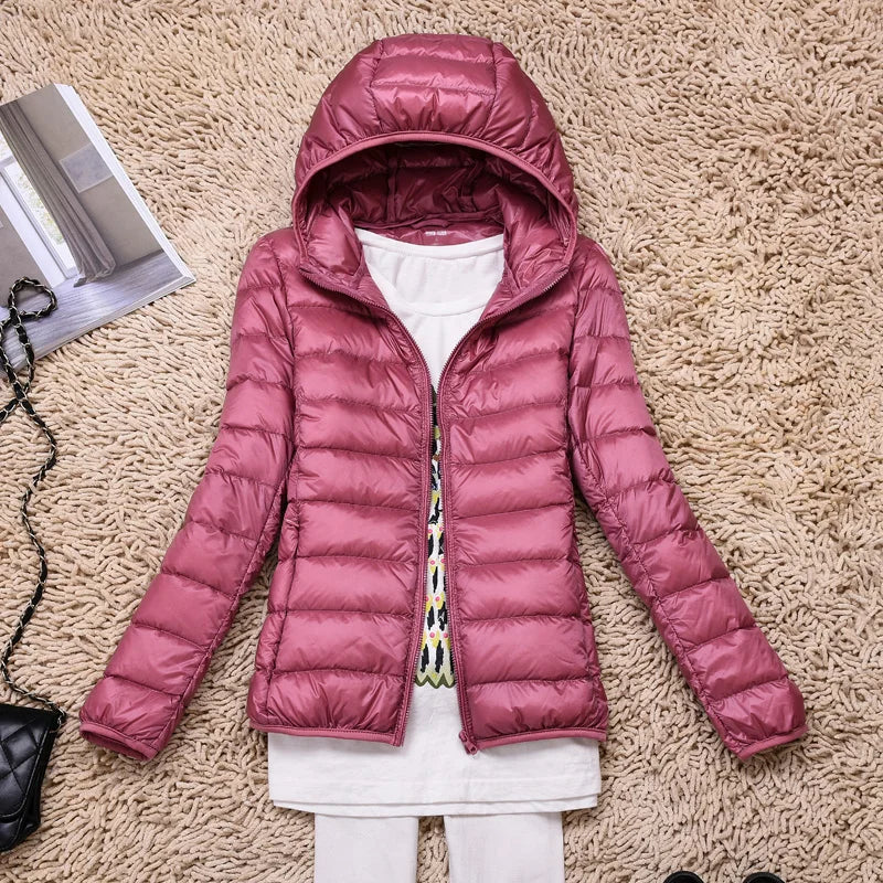 Women’s Down Jacket – Quilted – Tailored Fit – Hooded Hip Length