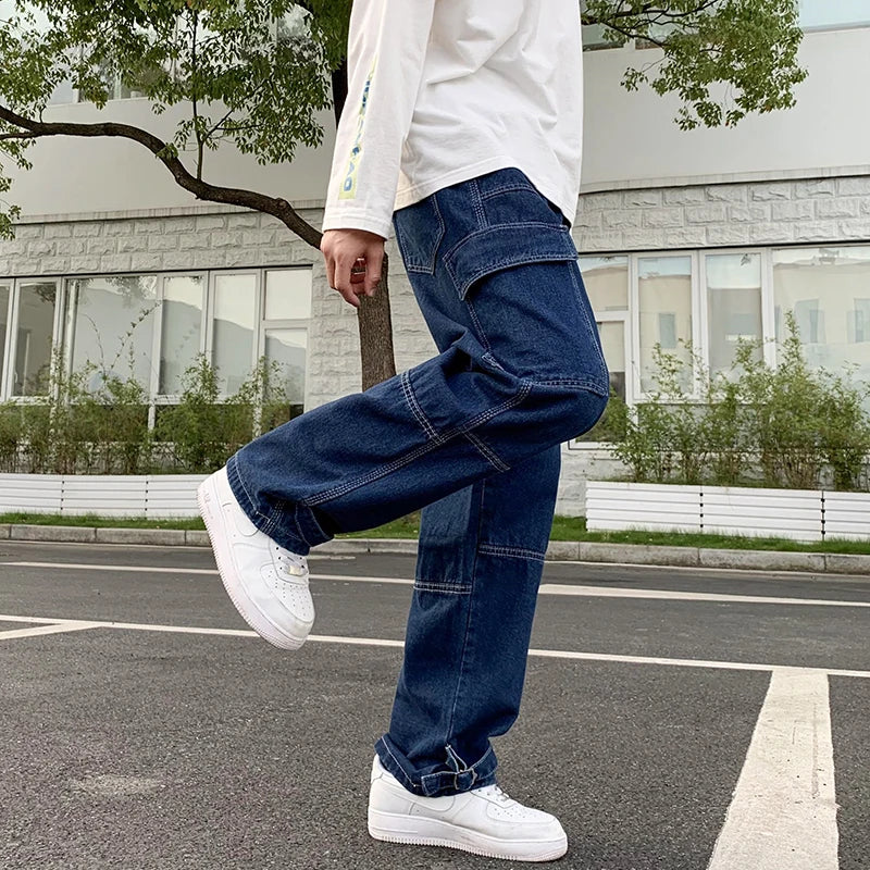 Men's Wide-Leg Cargo Jeans | Streetwear Collection