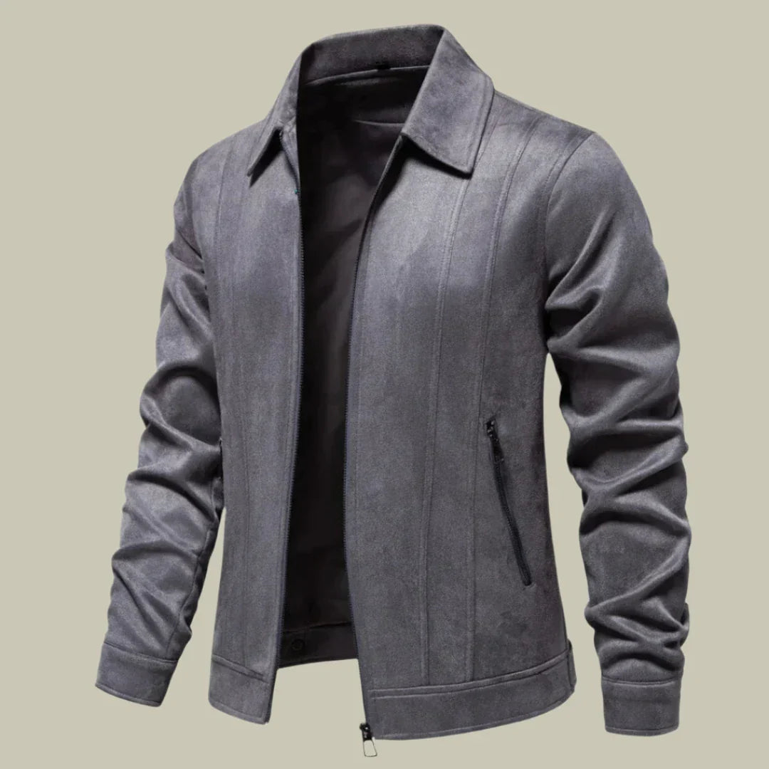 Men’s Trucker Jacket – Faux Leather – Structured Fit – Zipper Front – Classic Collar