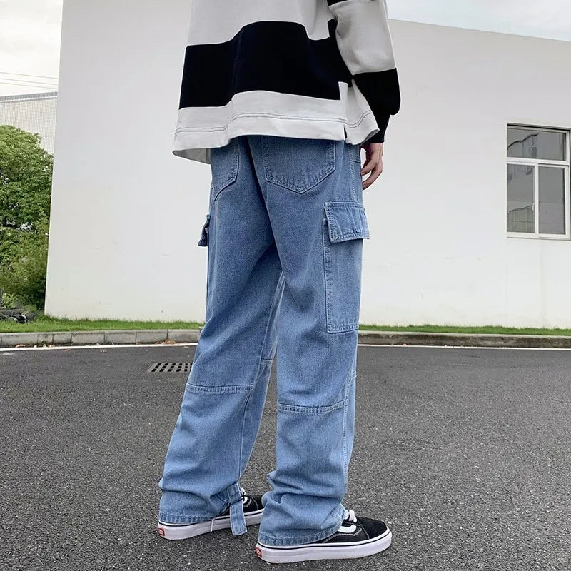 Men's Wide-Leg Cargo Jeans | Streetwear Collection
