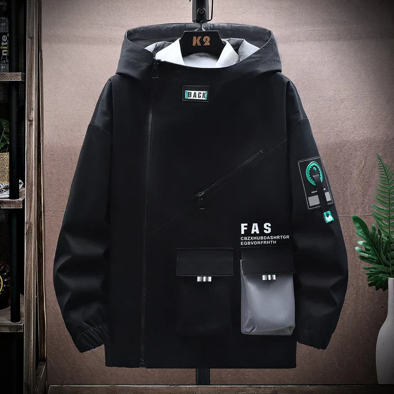 Men’s Hooded Jacket – Relaxed Fit – Zip Front – Weather-Resistant – Urban Style
