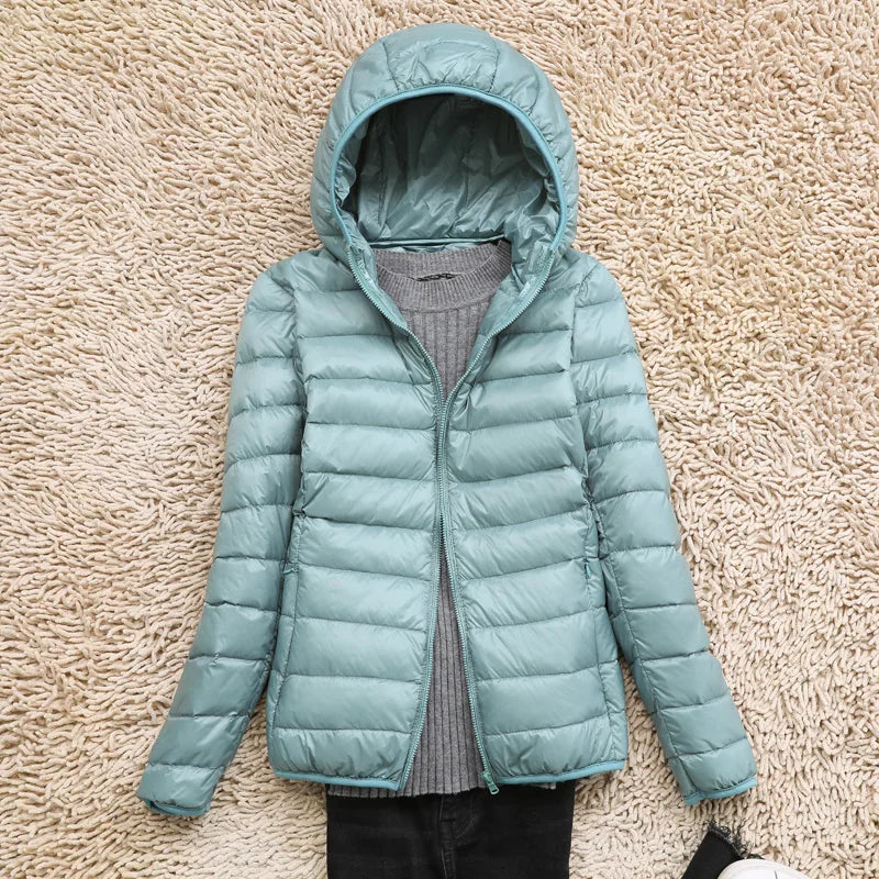 Women’s Down Jacket – Quilted – Tailored Fit – Hooded Hip Length