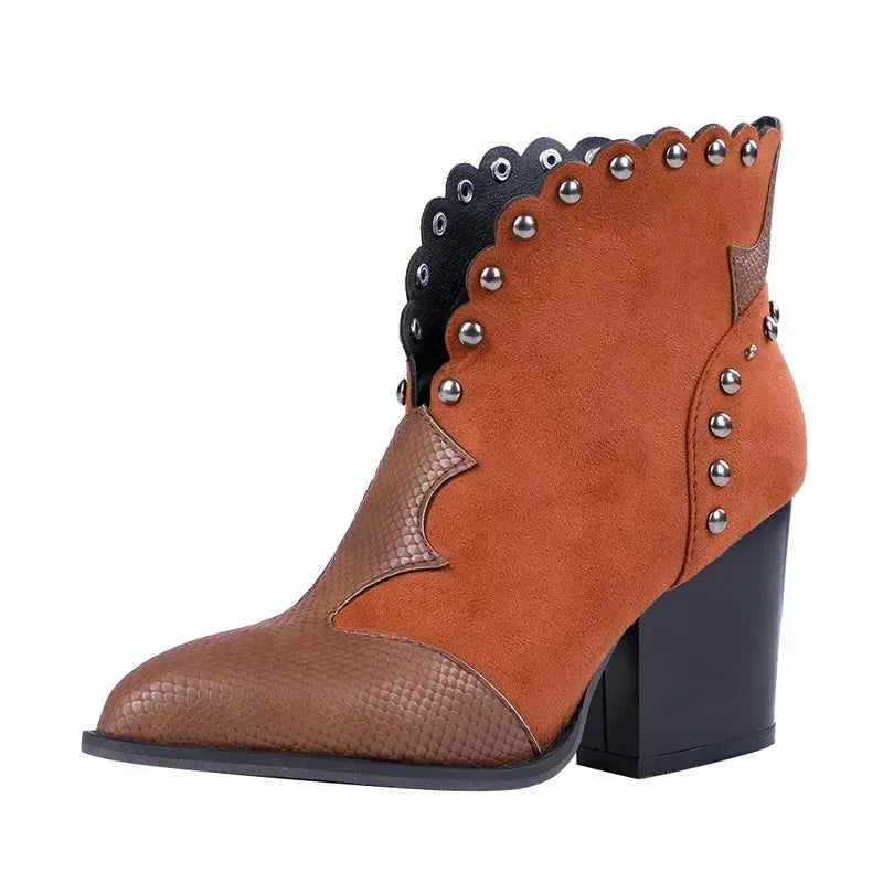 Women's Leather Lace-Up Cowboy Boots