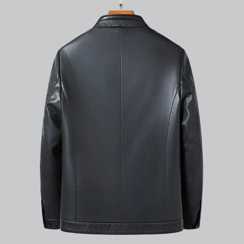 Men’s Leather Jacket – Slim Fit – Washed Sheepskin – Minimalist Zip-Up Design
