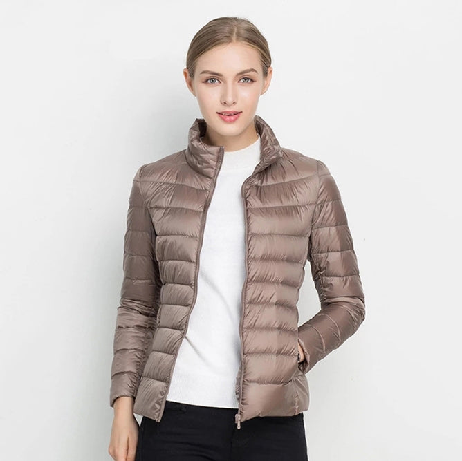Women’s Down Jacket – Slim Fit – Quilted Insulated – Hip-Length Style