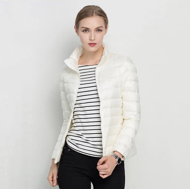 Women’s Down Jacket – Slim Fit – Quilted Insulated – Hip-Length Style