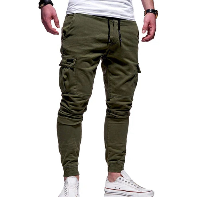 Men’s Cargo Joggers – Relaxed Fit – Cotton Blend – Drawstring Waist – Ribbed Cuffs