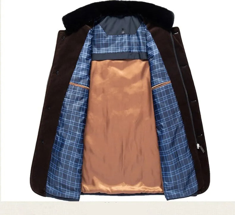 Men’s Quilted Jacket - Insulated Warmth - High Collar - Button & Zip Closure - Smart Casual