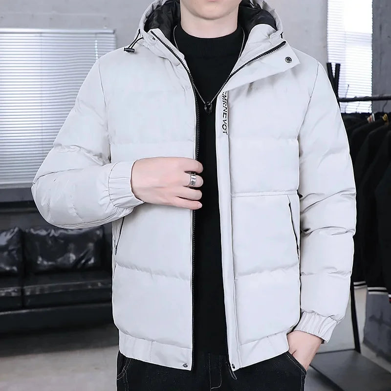 Men’s Padded Jacket – Thick Fabric– Quilted Oversized Fit – Hooded Wind Resistant