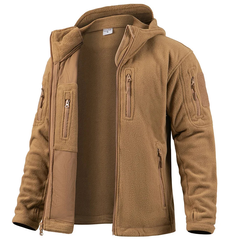 Men’s Tactical Fleece Jacket – Regular Fit – Full Zip – Hooded – Multi-Pocket Design