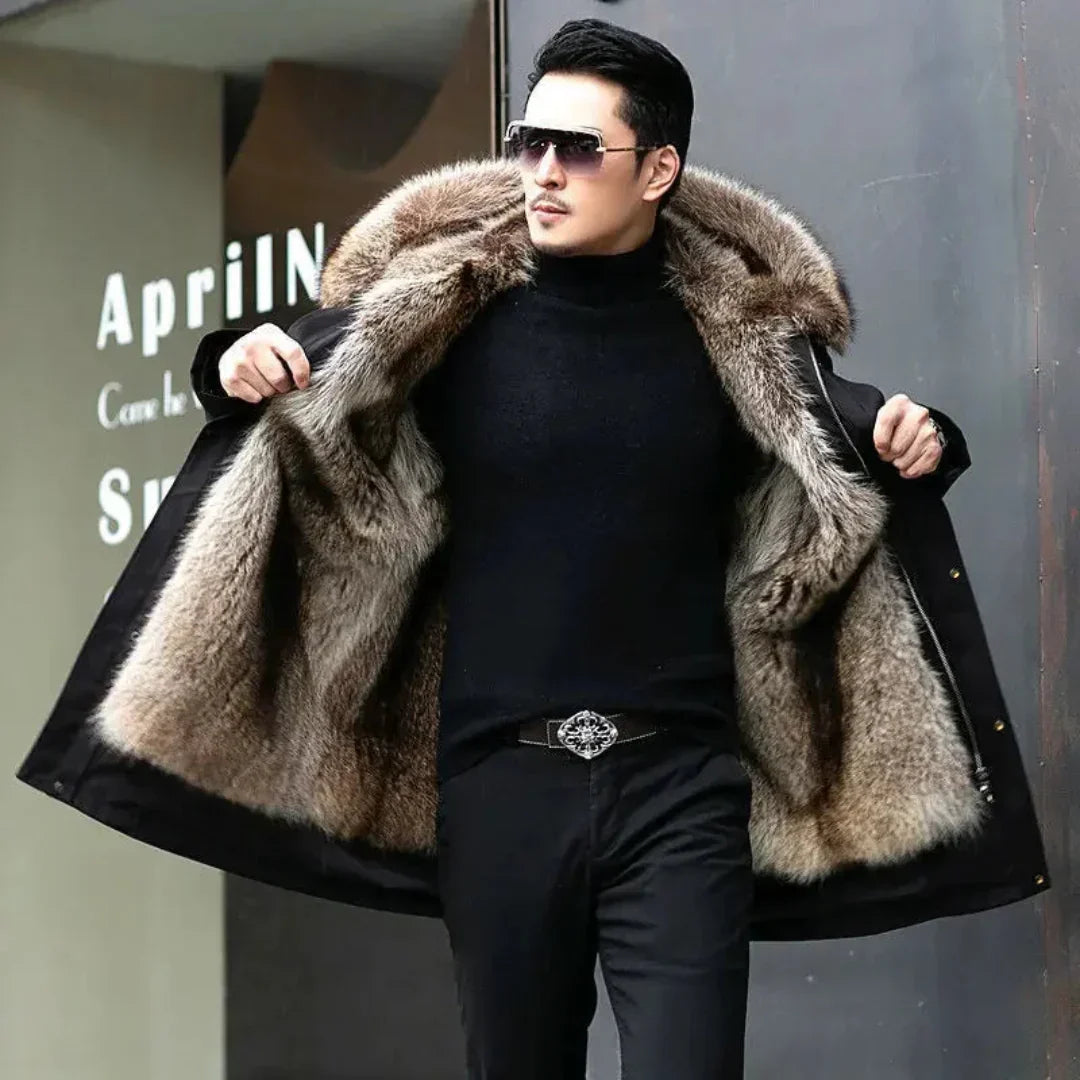 Men’s Parka Jacket – Relaxed Fit – Fur-Lined Hood – Full Length – Weather-Resistant