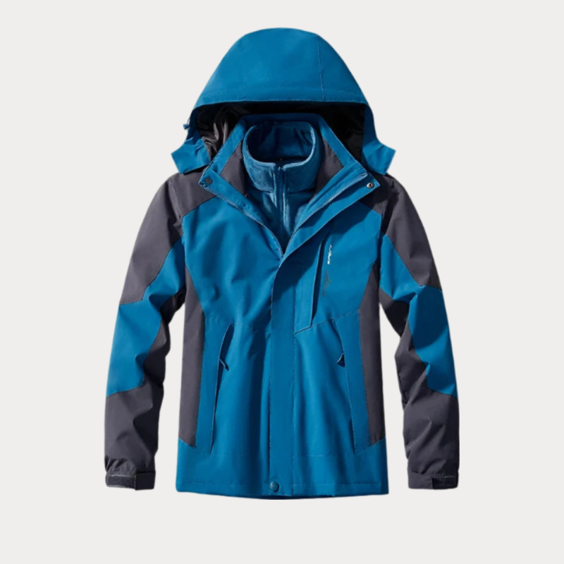 Men’s Outdoor Jacket – Water-Resistant – Detachable Hood – Zip Pockets – Standard Fit