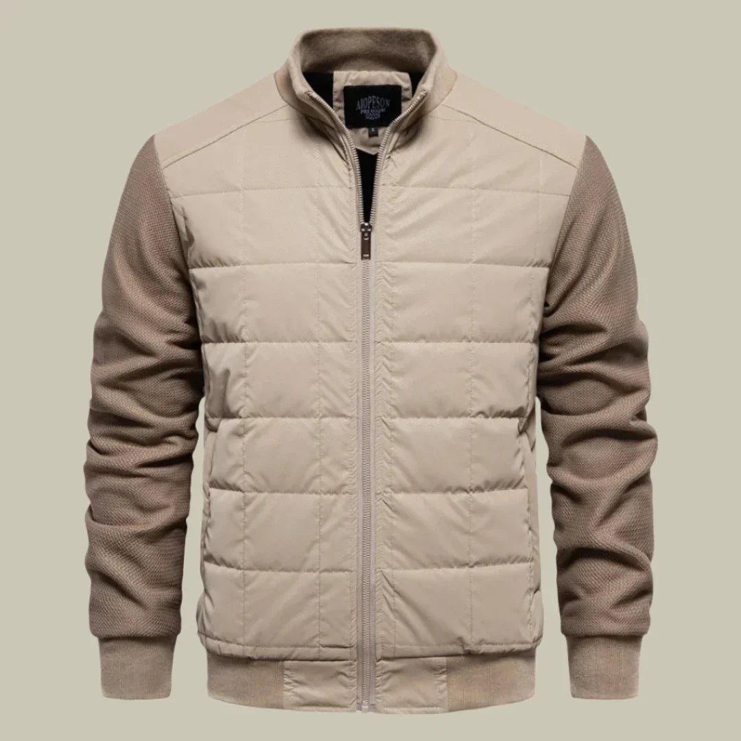 Men’s Jacket – Regular Fit – Quilted Body – Ribbed Cuffs – Stand Collar – Casual Wear
