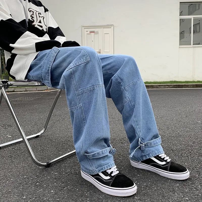 Men's Wide-Leg Cargo Jeans | Streetwear Collection