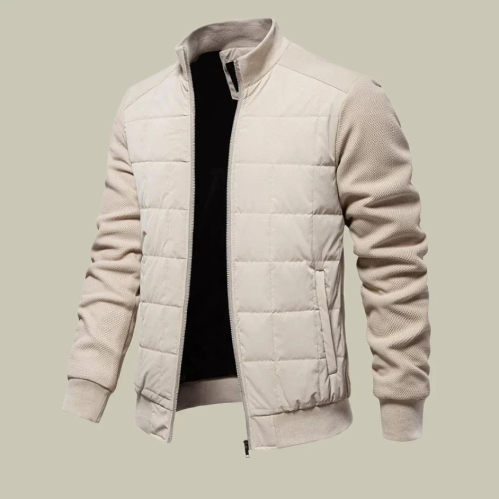 Men’s Jacket – Regular Fit – Quilted Body – Ribbed Cuffs – Stand Collar – Casual Wear