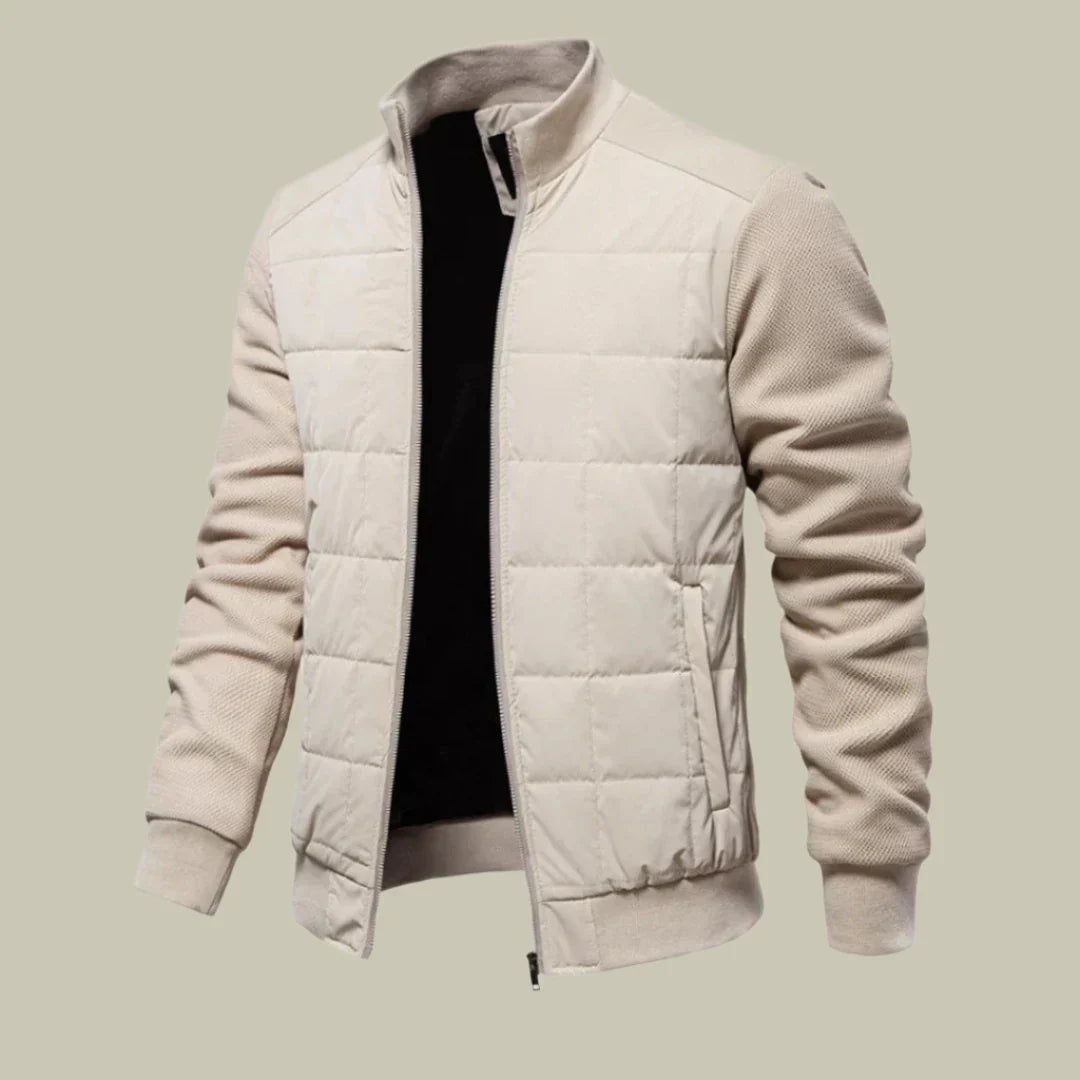 Men’s Jacket – Regular Fit – Quilted Body – Ribbed Cuffs – Stand Collar – Casual Wear