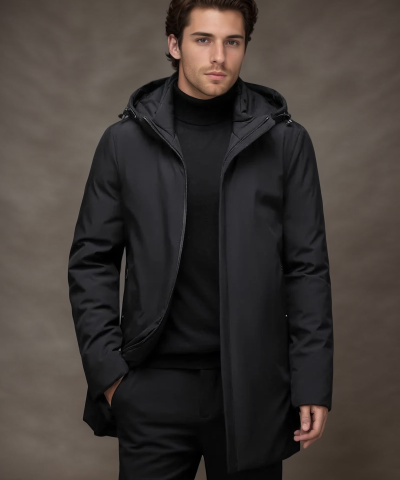 Men’s Jacket – Tailored Fit – Water-Resistant – Hooded Zip Closure – Urban Style