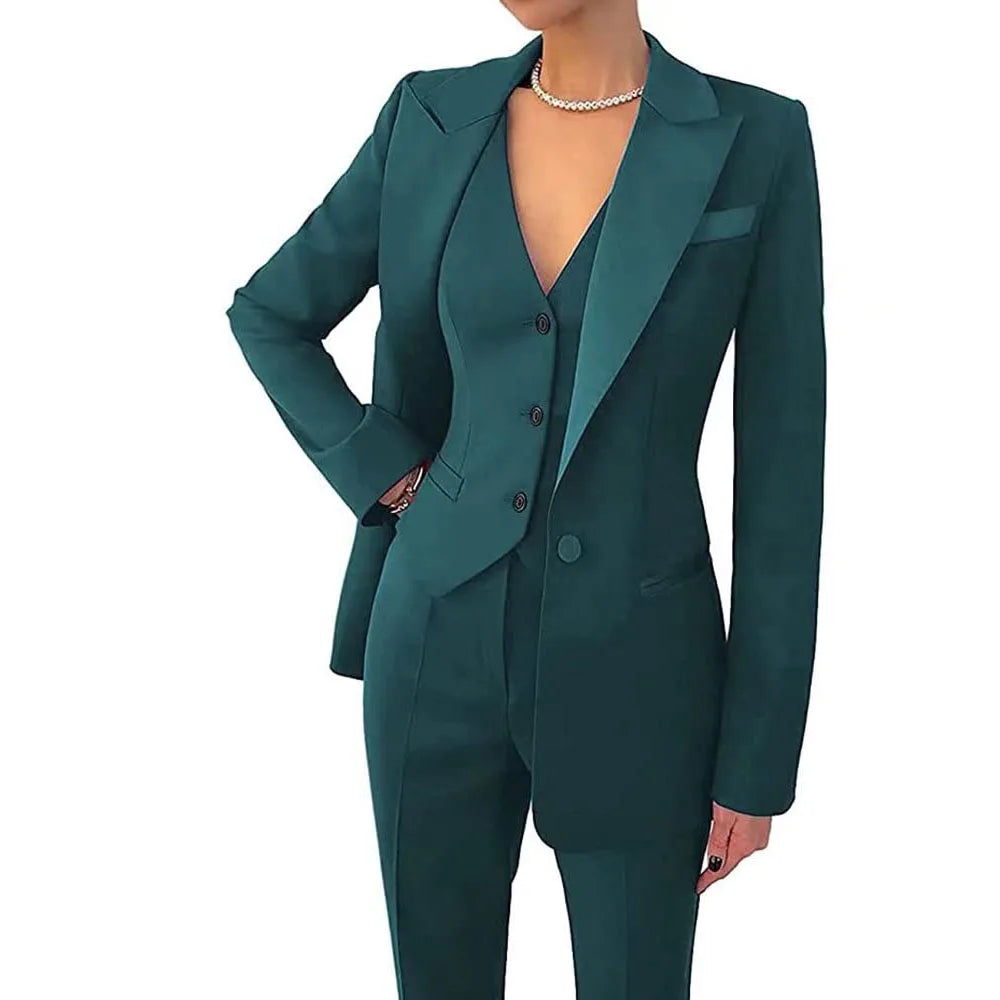 Women’s 3-Piece Suit Set – Blazer, Vest & Trousers | Elegant Business Outfit for Office, Formal & Smart-Casual Wear