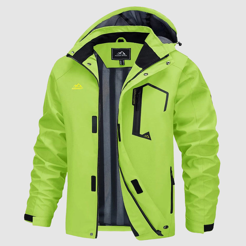 Men’s Waterproof Jacket – Regular Fit – Hooded – Windproof – Zipper Front – Utility Pockets