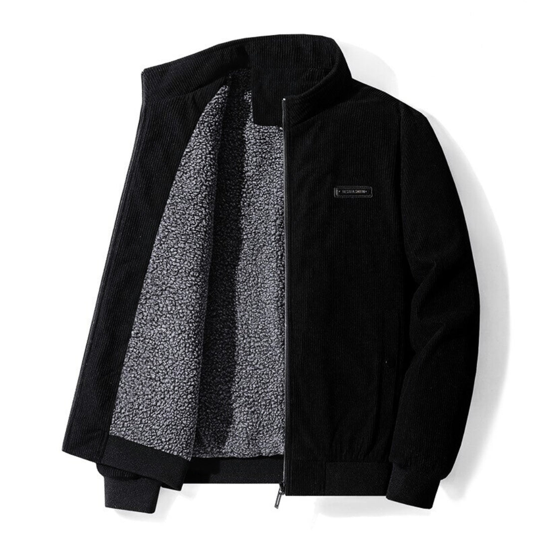 Men’s Corduroy Winter Jacket – Shearling Lined – Structured Fit – Ribbed Collar & Cuffs