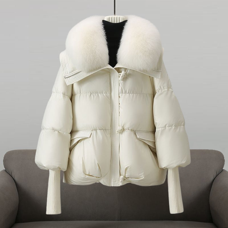 Women’s Puffer Jacket – Oversized Fit – Faux Fur Collar – Quilted – Toggle Closure