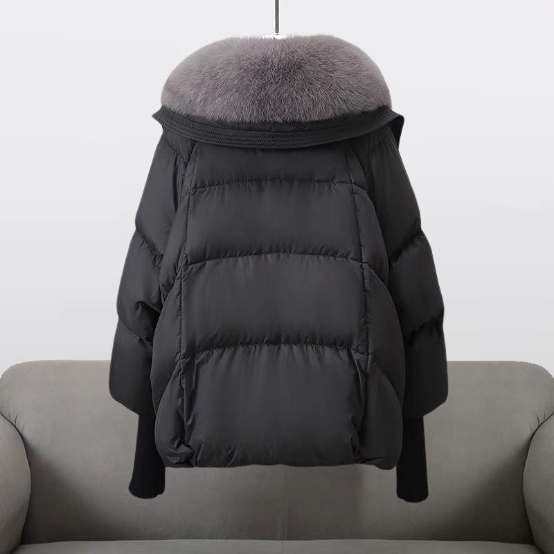 Women’s Puffer Jacket – Oversized Fit – Faux Fur Collar – Quilted – Toggle Closure