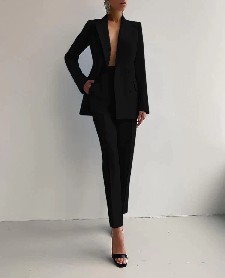 Women’s Blazer and Trousers Set – Tailored Fit – Double Breasted – Formal Wear