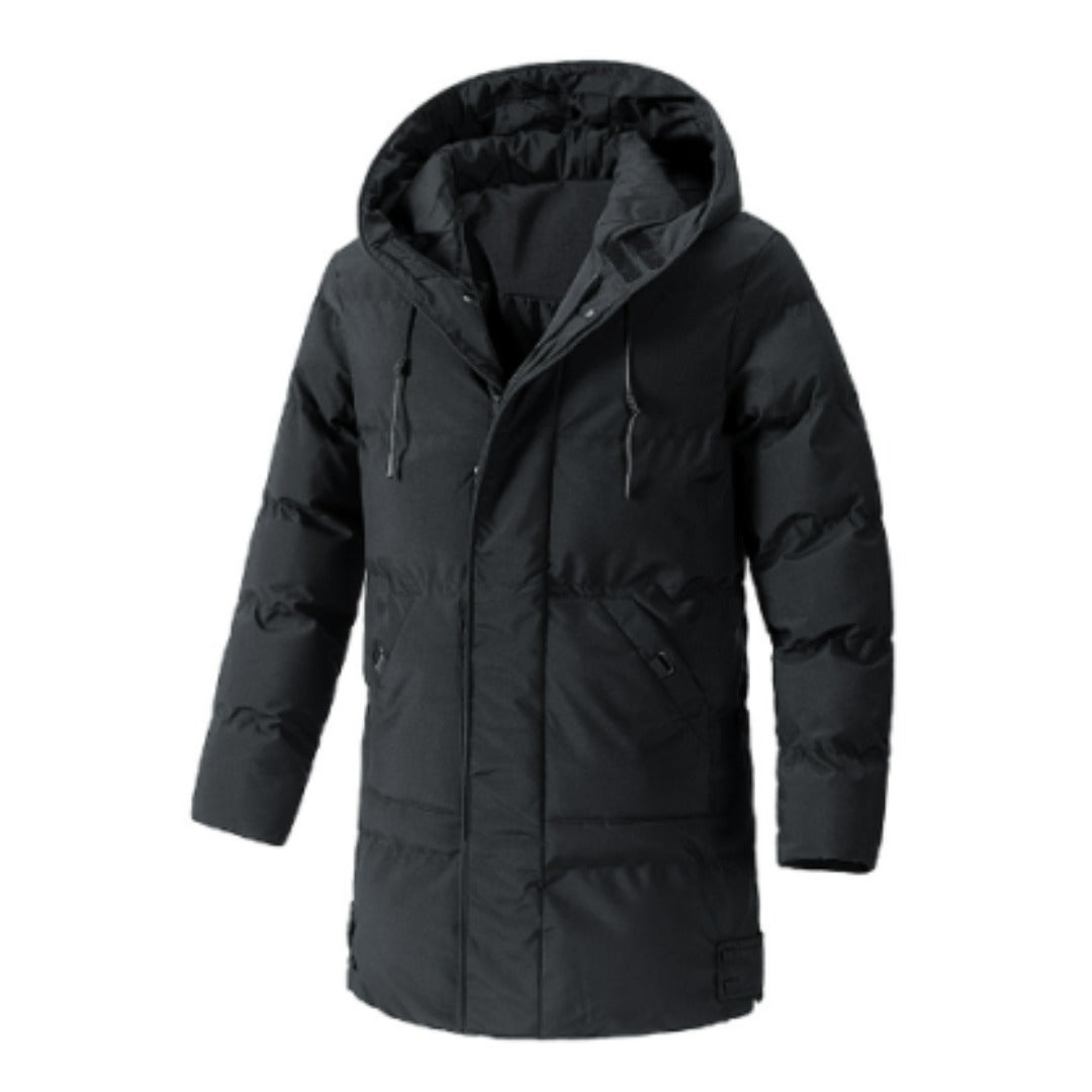 Men’s Windbreaker Parka – Padded – Hooded – Water-Resistant – Mid-Thigh Length