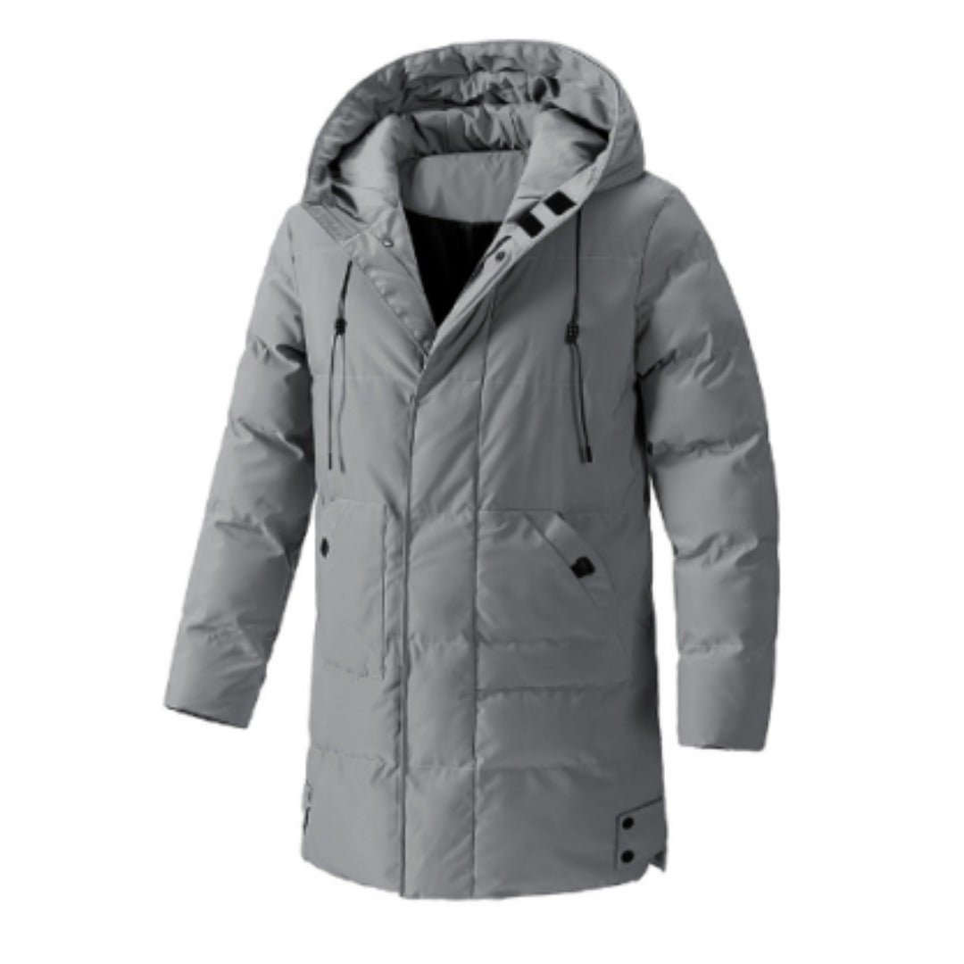 Men’s Windbreaker Parka – Padded – Hooded – Water-Resistant – Mid-Thigh Length