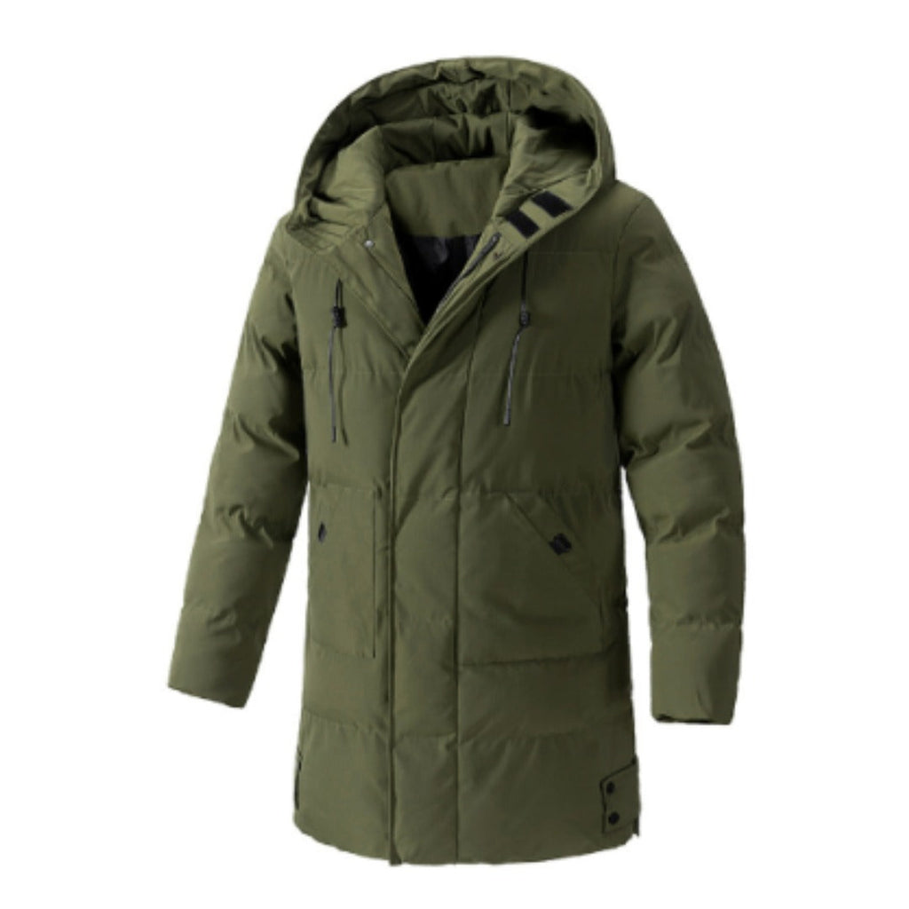 Men’s Windbreaker Parka – Padded – Hooded – Water-Resistant – Mid-Thigh Length