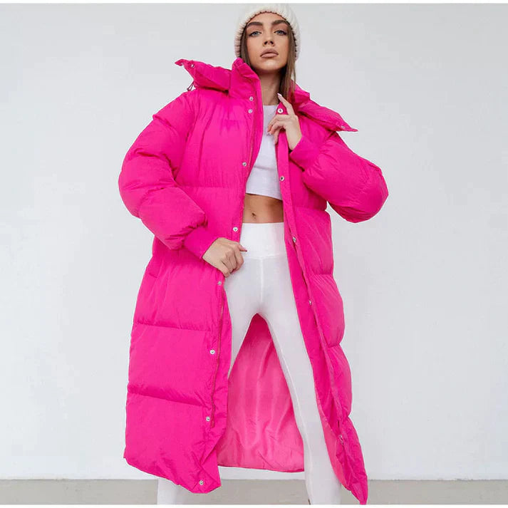 Women’s Puffer Jacket – Oversized Fit – Quilted Insulated – Full Zip High Collar