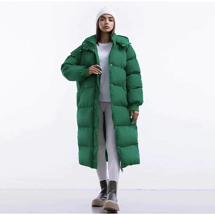 Women’s Puffer Jacket – Oversized Fit – Quilted Insulated – Full Zip High Collar
