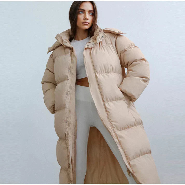 Women’s Puffer Jacket – Oversized Fit – Quilted Insulated – Full Zip High Collar