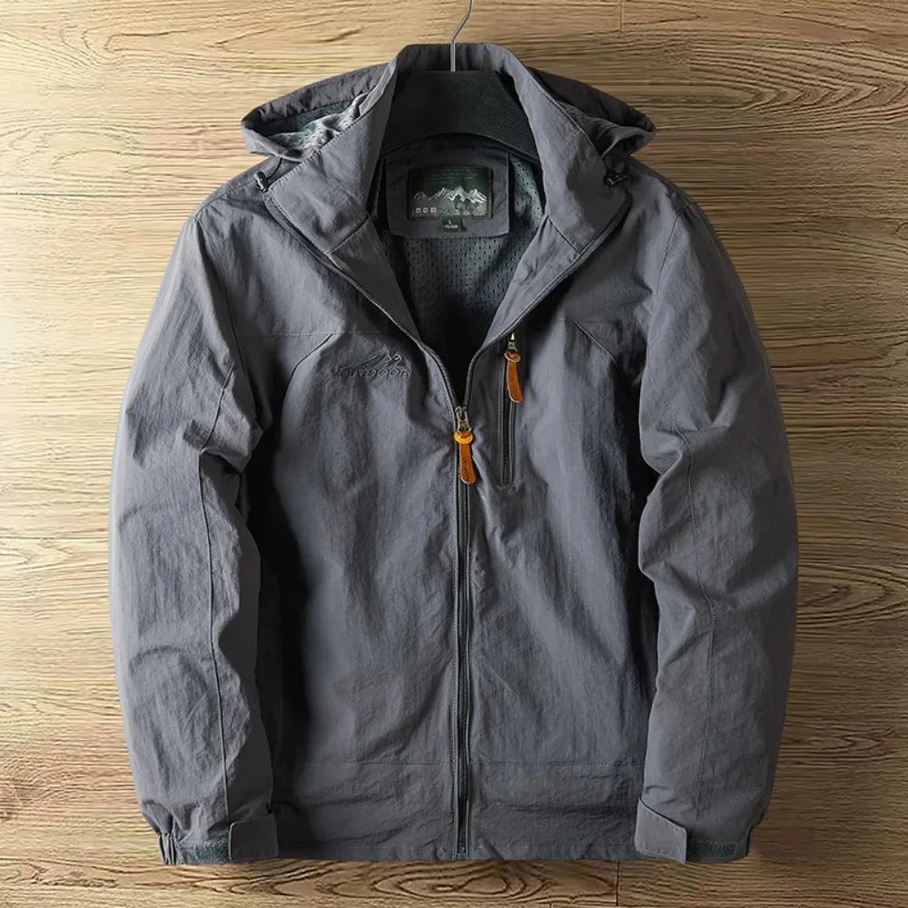 Men’s Outdoor Jacket – Waterproof Breathable – Regular Fit – Hooded Zip Front