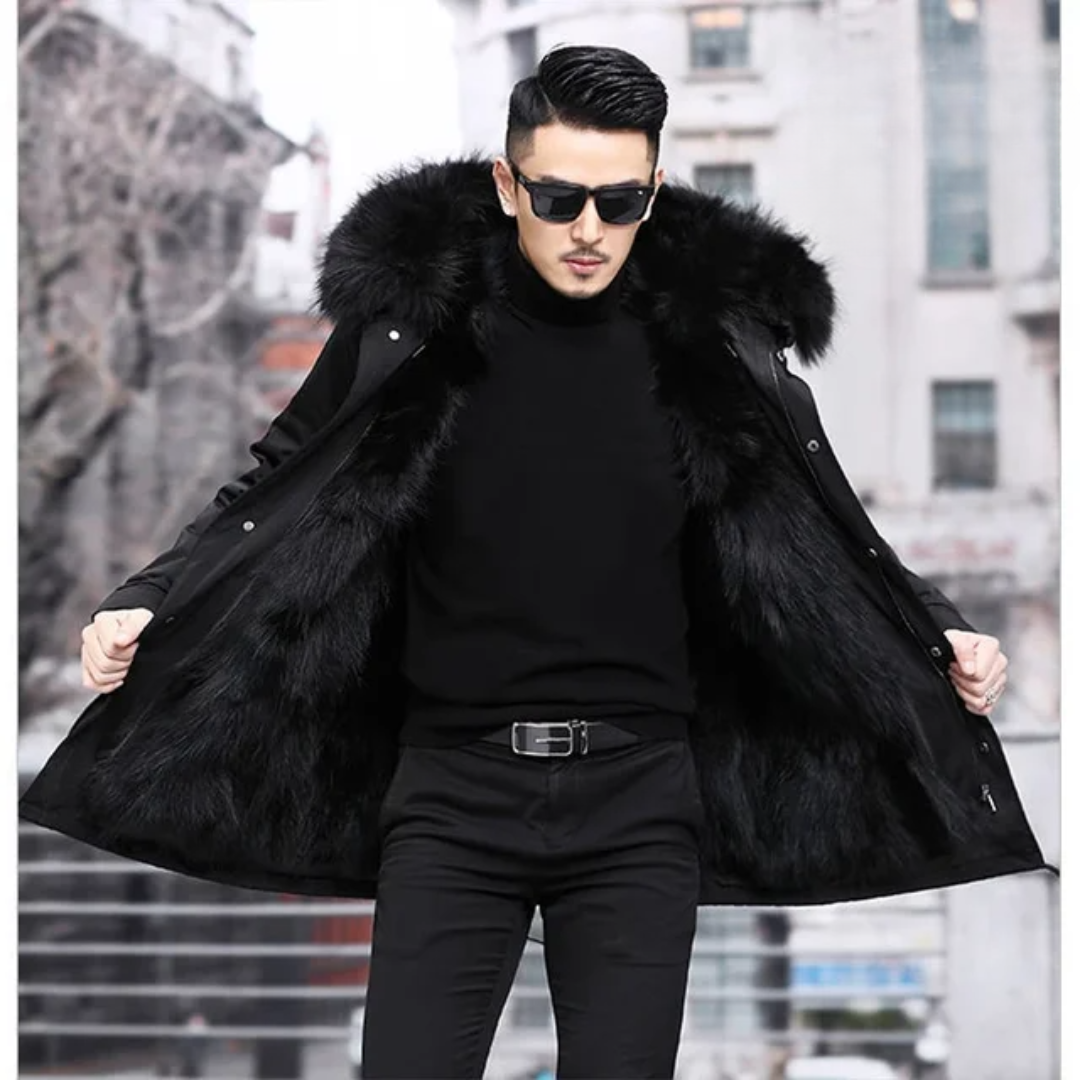 Men’s Parka Jacket – Relaxed Fit – Fur-Lined Hood – Full Length – Weather-Resistant