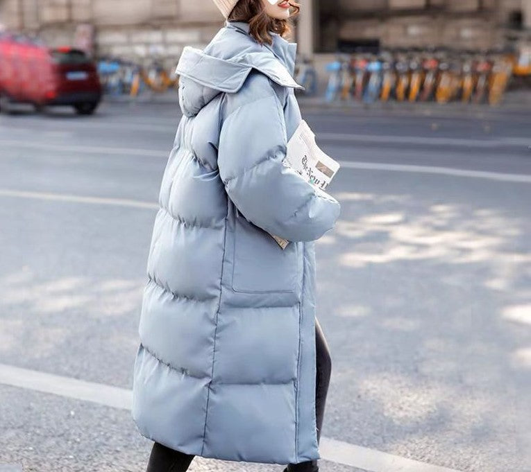 Women’s Long Puffer Jacket – Oversized Fit – Hooded – Quilted Weather-Resistant Warmth