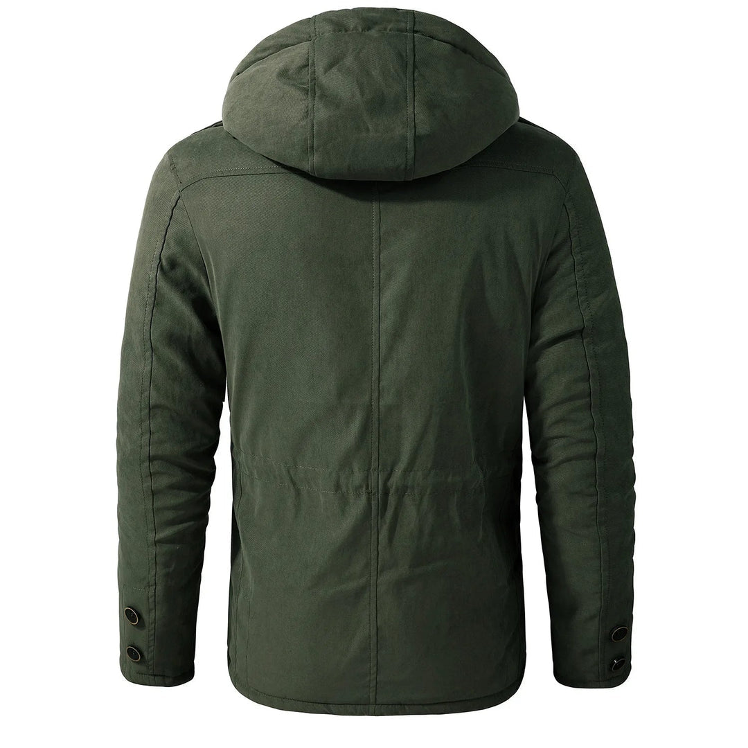 Men’s Utility Jacket – Weather-Resistant – Hooded – Multi-Pocket – Adjustable Fit