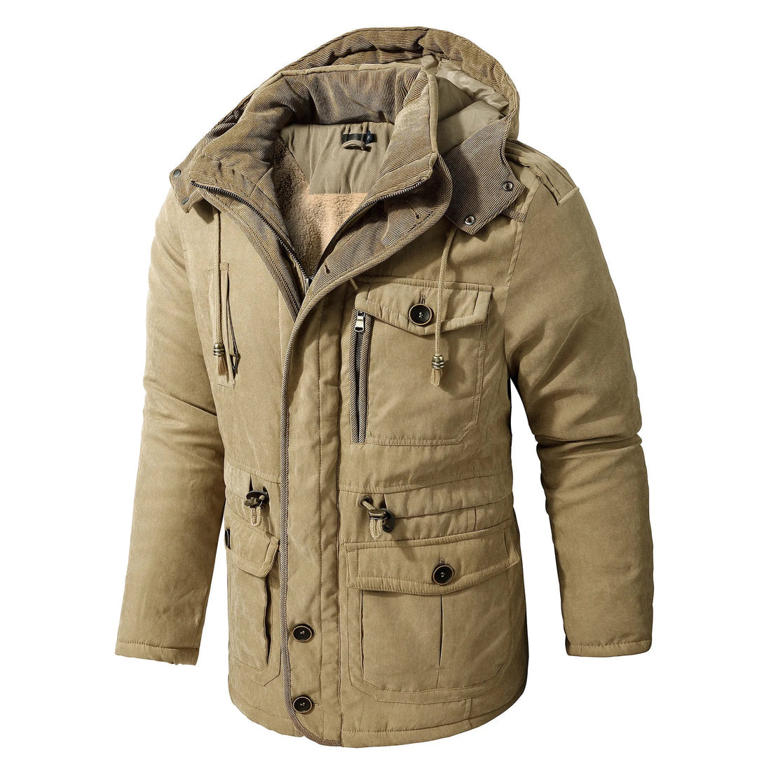 Men’s Utility Jacket – Weather-Resistant – Hooded – Multi-Pocket – Adjustable Fit