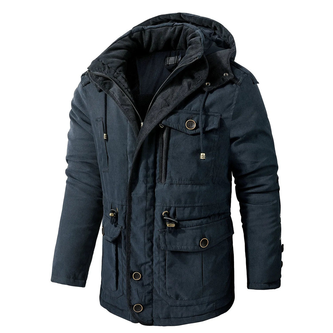 Men’s Utility Jacket – Weather-Resistant – Hooded – Multi-Pocket – Adjustable Fit