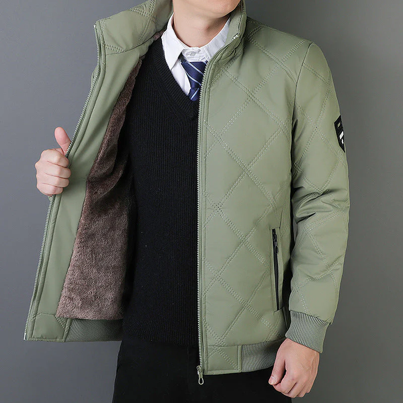 Men’s Quilted Jacket – Regular Fit – Insulated – Stand Collar – Zippered Pockets