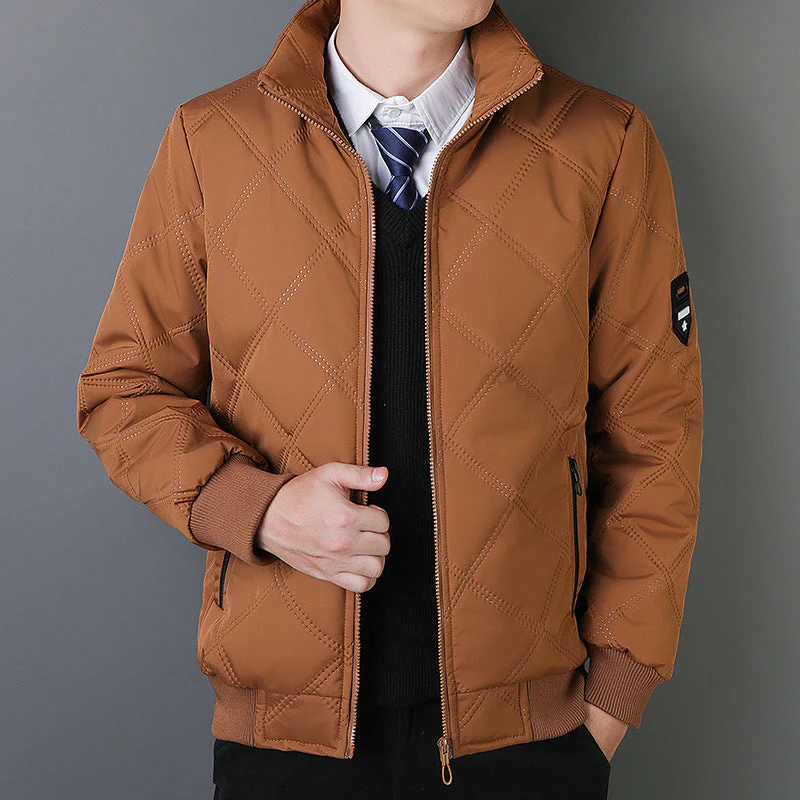 Men’s Quilted Jacket – Regular Fit – Insulated – Stand Collar – Zippered Pockets