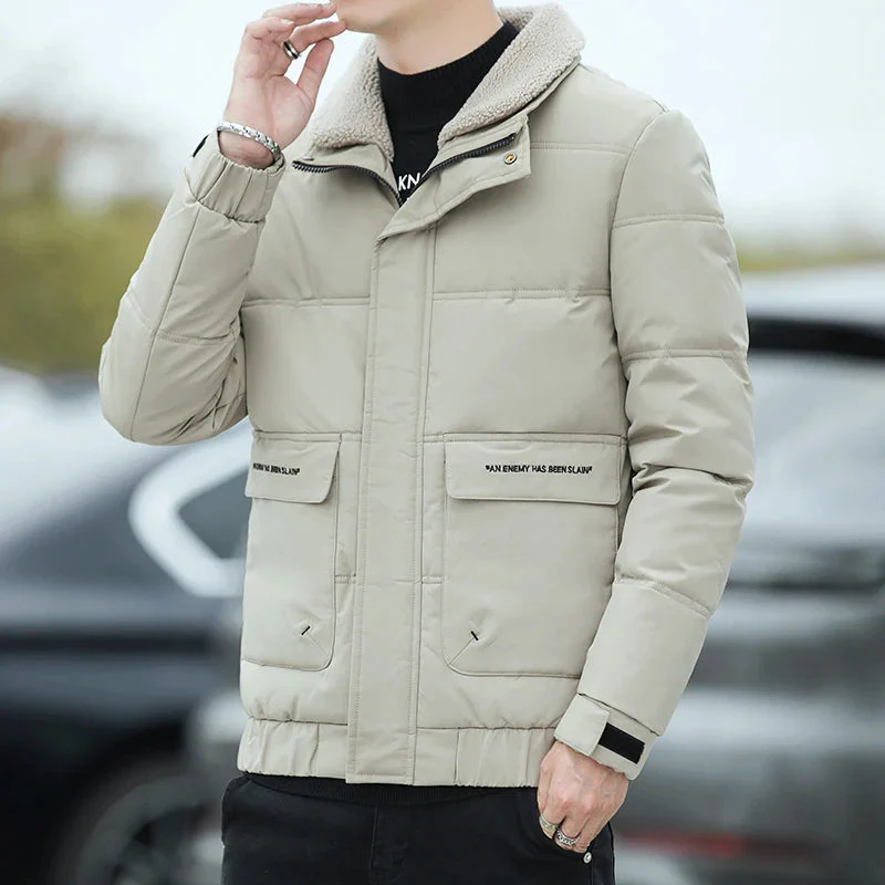 Men’s Padded Jacket – Quilted Weather-Resistant – Regular Fit – High Collar – Hip Length