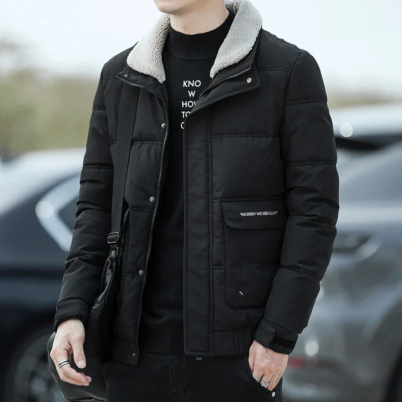 Men’s Padded Jacket – Quilted Weather-Resistant – Regular Fit – High Collar – Hip Length
